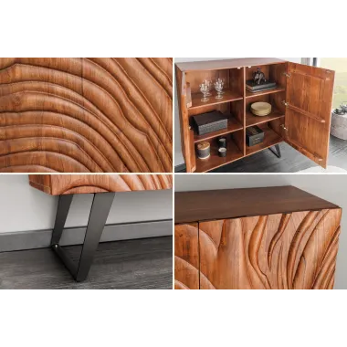 Invicta FLUID Komoda akacja brązowa 3D 100 x 120 x 38cm / 45595