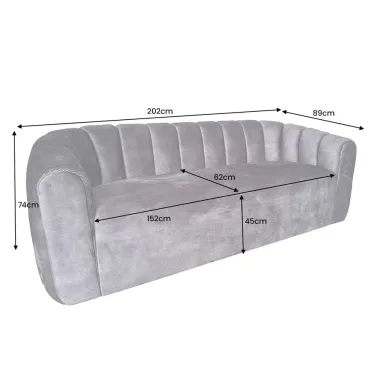 Invicta Sofa tapicerowana BABYLON 3 osobowa beżowy aksamit 200cm / 44511