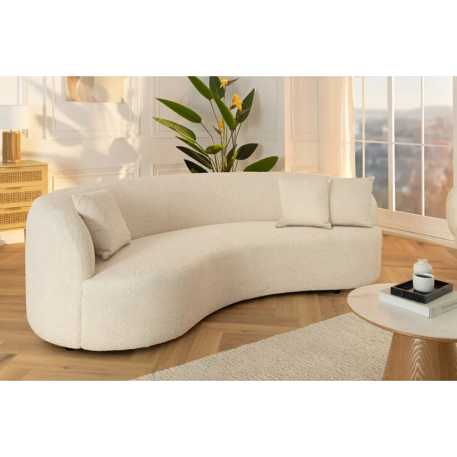 Invicta Sofa ATELIER L 3 osobowa beżowe bouclé 230cm / 46546