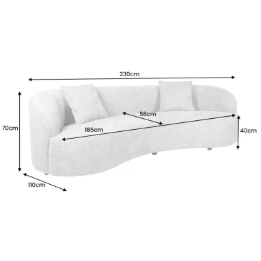 Invicta Sofa ATELIER L 3 osobowa szare bouclé 230cm / 46545