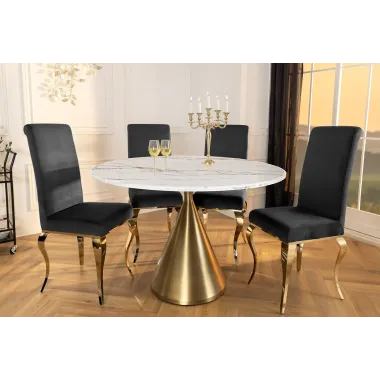 Invicta Stół okrągły ELEGANCIA blat optyka marmuru Ø 130cm / 45898