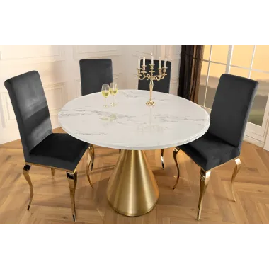 Invicta Stół okrągły ELEGANCIA blat optyka marmuru Ø 130cm / 45898