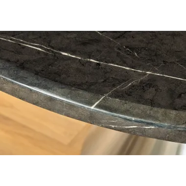 Invicta Stół okrągły ELEGANCIA czarny blat optyka marmuru Ø 130cm / 45899