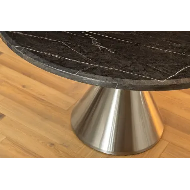 Invicta Stół okrągły ELEGANCIA czarny blat optyka marmuru Ø 130cm / 45899
