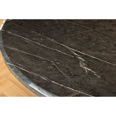 Invicta Stół okrągły ELEGANCIA czarny blat optyka marmuru Ø 130cm / 45899