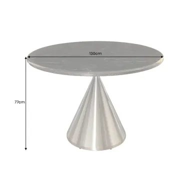 Invicta Stół okrągły ELEGANCIA czarny blat optyka marmuru Ø 130cm / 45899