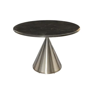 Invicta Stół okrągły ELEGANCIA czarny blat optyka marmuru Ø 130cm / 45899