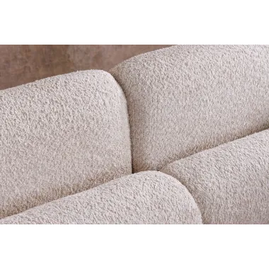 Invicta Sofa tapicerowana ART DECO 3 osobowa beżowe bouclé 200cm / 44509