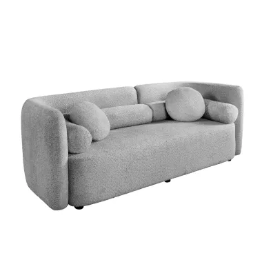 Invicta Sofa tapicerowana ART DECO 3 osobowa szare bouclé 200cm / 44508
