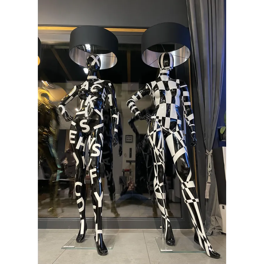 Lampa podłogowa LADY BLACK & WHITE logo z abażurem 180cm