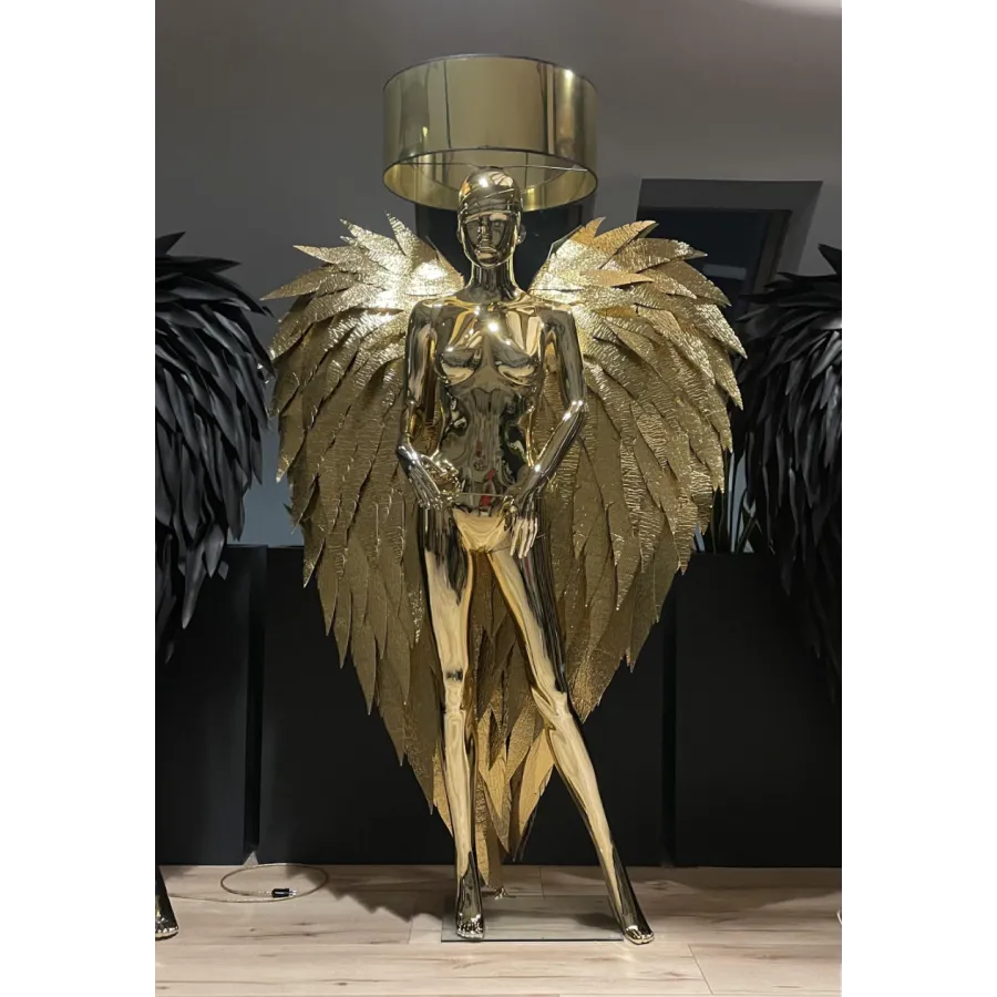 Lampa podłogowa LADY GOLD ANGEL z abażurem 180cm