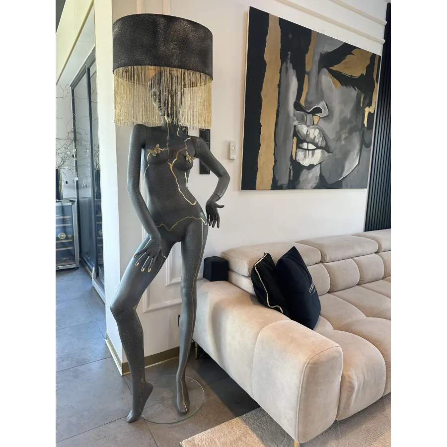 Lampa podłogowa LADY HAND PAINTED z abażurem 180cm