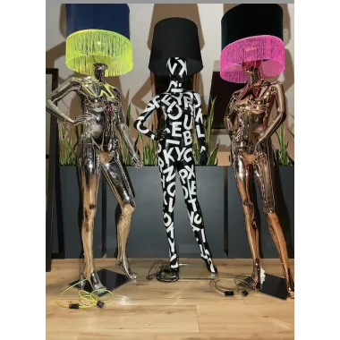 Lampa podłogowa LADY BLACK & WHITE logo z abażurem 180cm