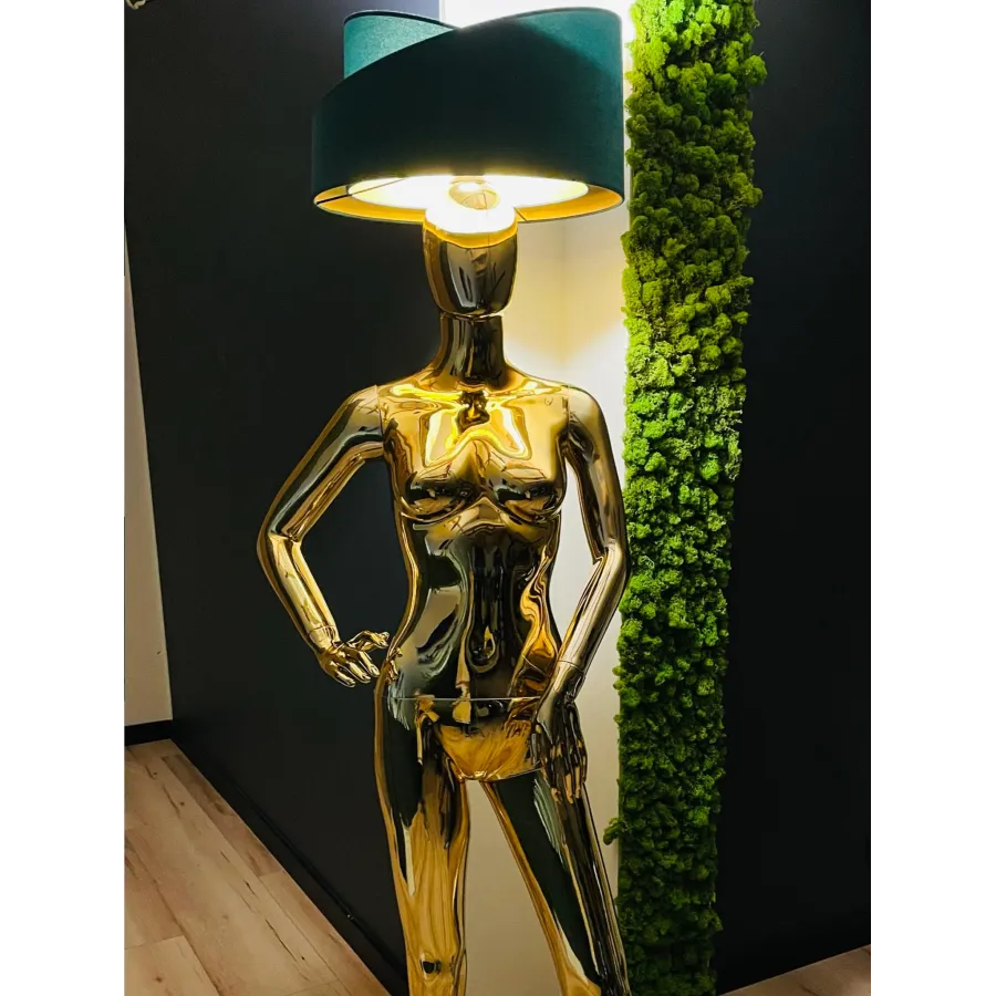 Lampa podłogowa LADY WOMAN GLOD & GREEN z abażurem 180cm