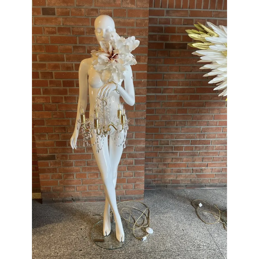 Lampa podłogowa LADY BAROCK WHITE 180cm