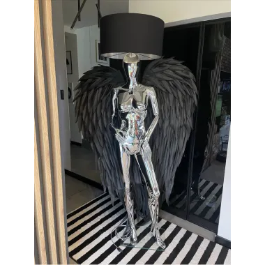 Lampa podłogowa LADY SEXI ANGEL GOLD & BLACK z abażurem 180cm