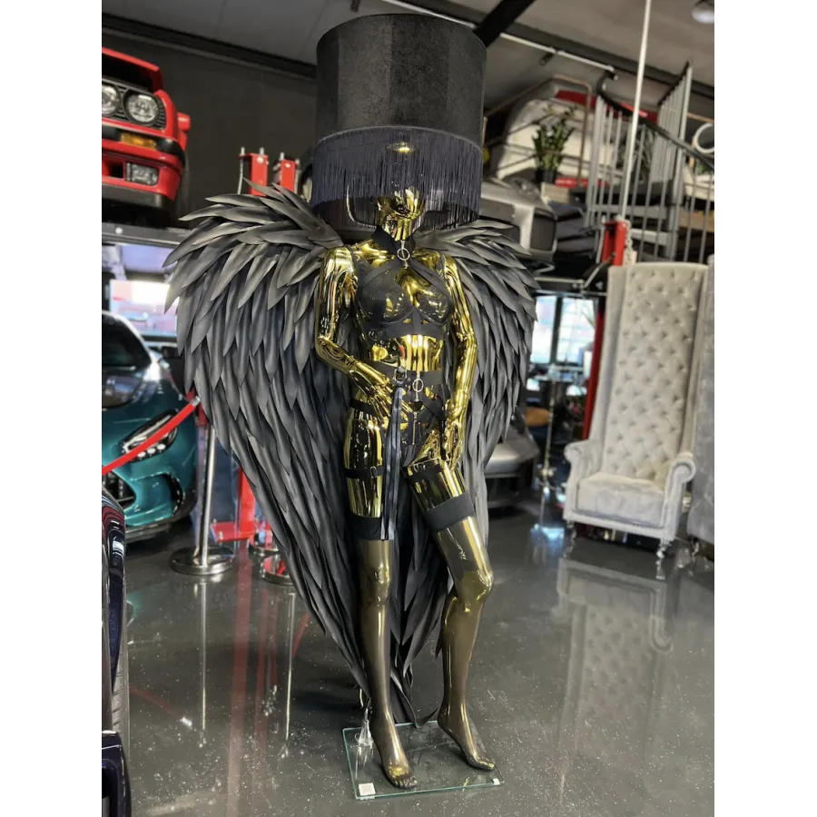 Lampa podłogowa LADY SEXI ANGEL GOLD & BLACK z abażurem 180cm