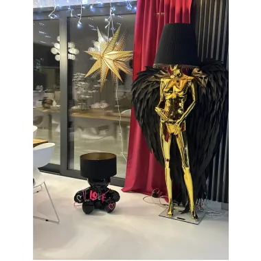 Lampa podłogowa LADY ANGEL GOLD & RED z abażurem 180cm