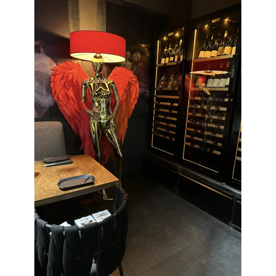 Lampa podłogowa LADY ANGEL GOLD & RED z abażurem 180cm