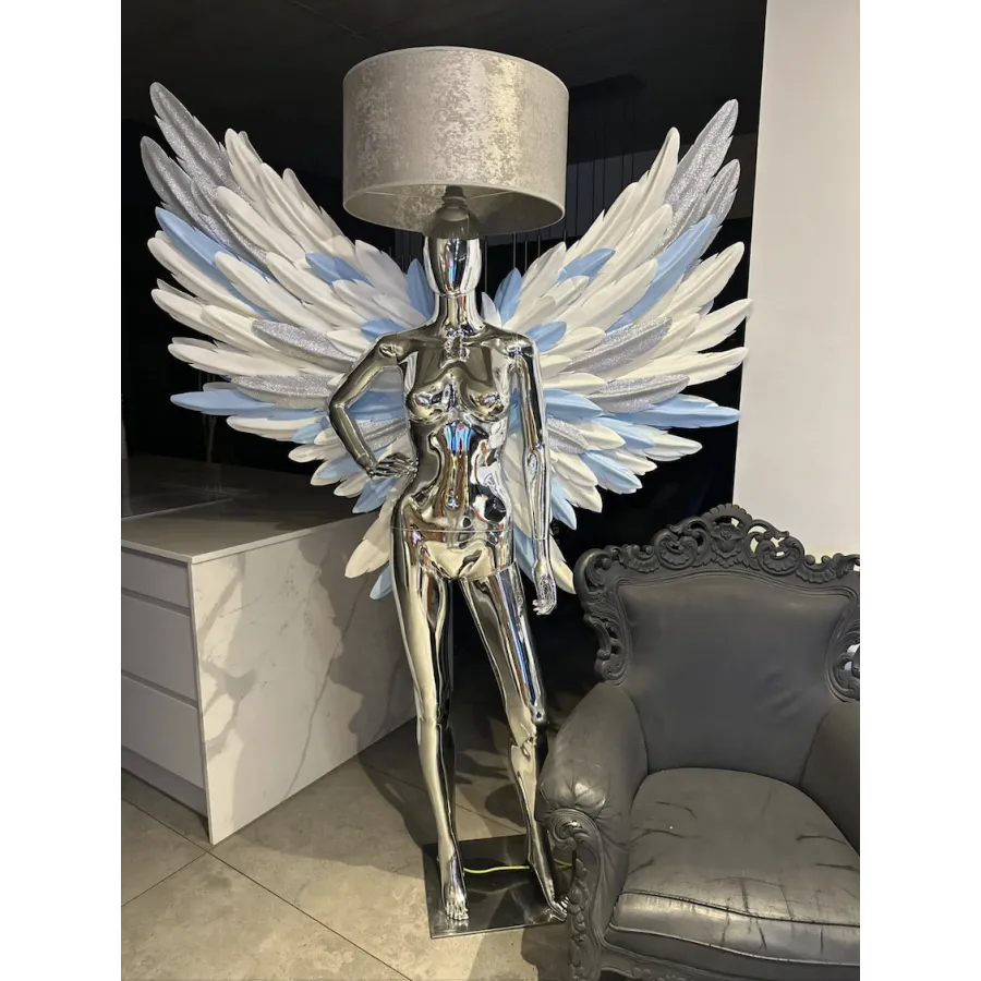 Lampa podłogowa LADY ANGEL SILVER & WHITE 180cm