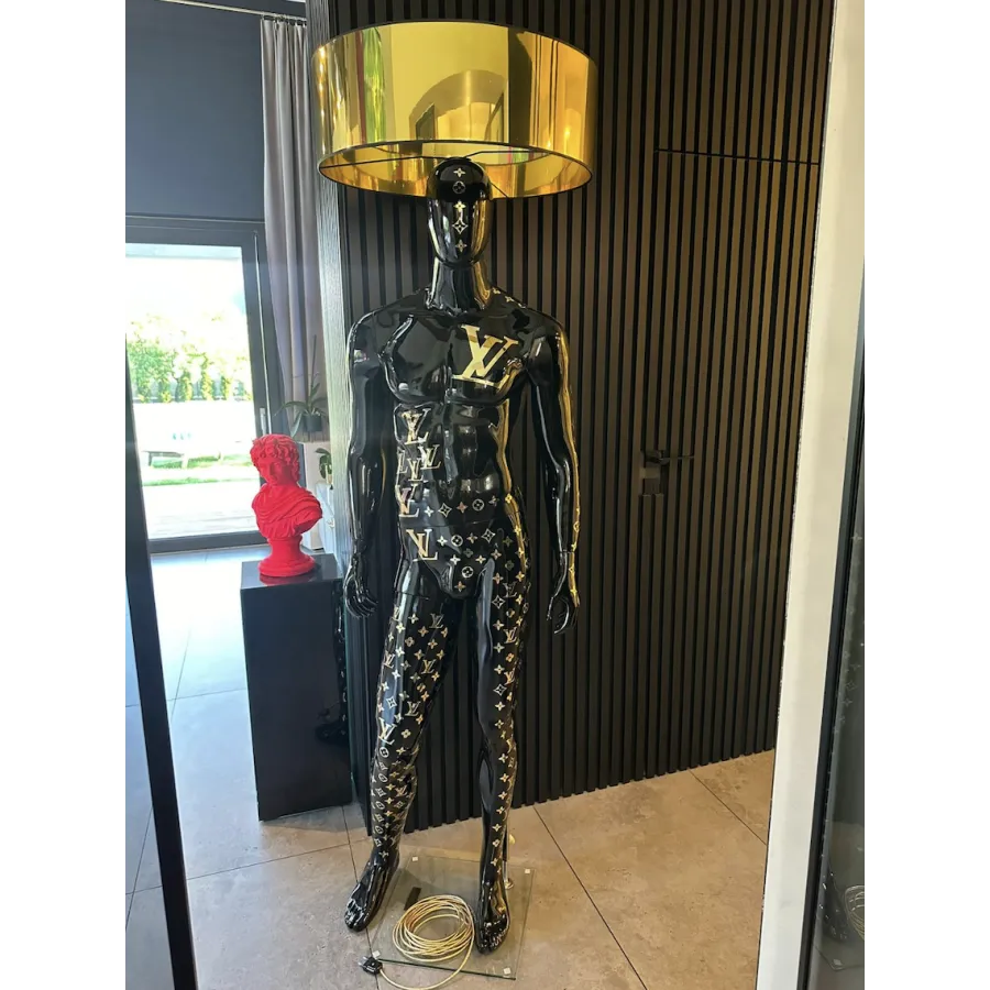 Lampa podłogowa MAN YSL BLACK & GOLD z abażurem 180cm