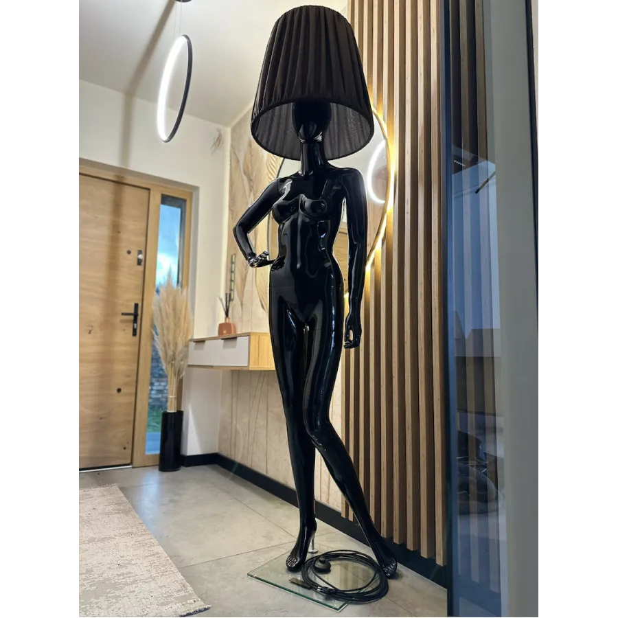 Lampa podłogowa LADY BLACK z abażurem 180cm