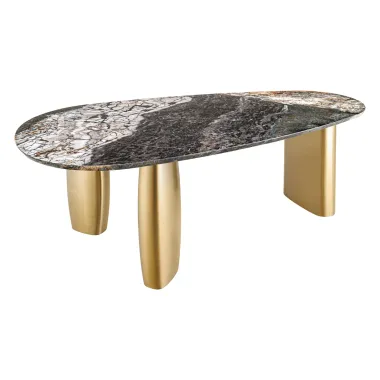 Invicta Stół do jadalni ORGANIC owalny wielokolorowy marmurowy blat 200cm / 46205