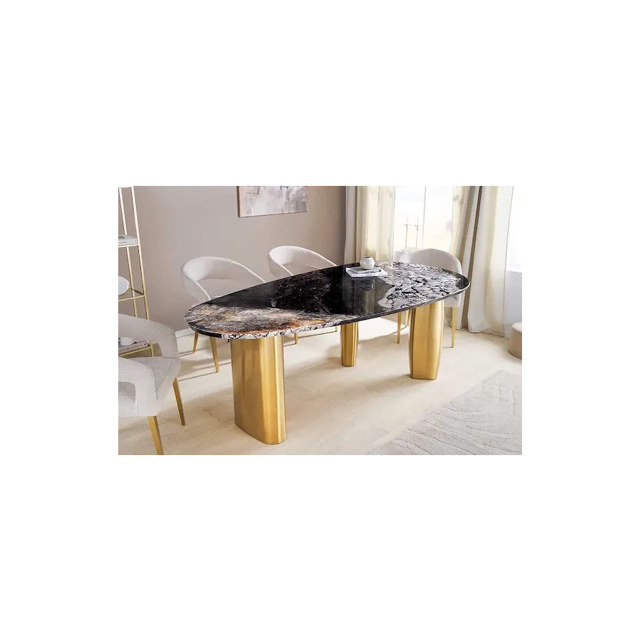 Invicta Stół do jadalni ORGANIC owalny wielokolorowy marmurowy blat 200cm / 46205