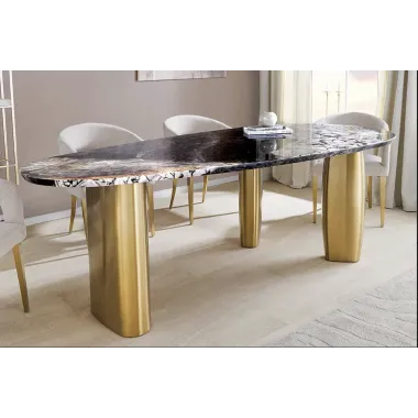 Invicta Stół do jadalni ORGANIC owalny wielokolorowy marmurowy blat 200cm / 46205