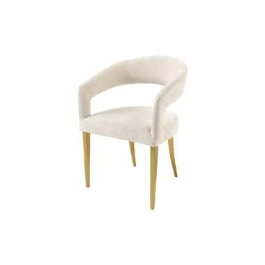 Invicta Krzesło BOUTIQUE beżowa tkanina strukturalna ze złotymi nogami / 45923