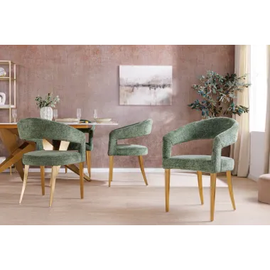 Invicta  Krzesło BOUTIQUE Zielone tkanina strukturalna ze złotymi nogami / 45924
