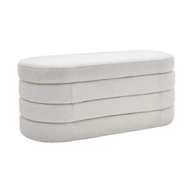 Invicta Ławka do siedzenia VOQUE kremowo-białe bouclé 115cm / 43387