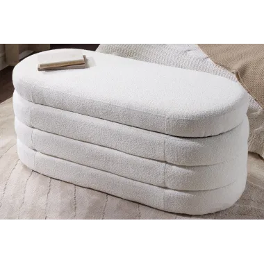 Invicta Ławka do siedzenia VOQUE kremowo-białe bouclé 115cm / 43387