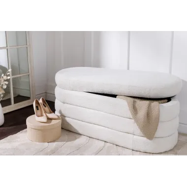 Invicta Ławka do siedzenia VOQUE kremowo-białe bouclé 115cm / 43387