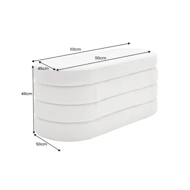 Invicta Ławka do siedzenia VOQUE kremowo-białe bouclé 115cm / 43387