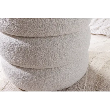 Invicta Pufa VOQUE bouclé kremowo-biała Ø 41 x 49cm / 43524