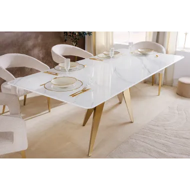 Invicta Stół do jadalni ART LIVING ceramiczny optyka białego marmuru 200cm / 46202