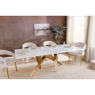 Invicta Stół do jadalni ART LIVING ceramiczny optyka białego marmuru 200cm / 46202