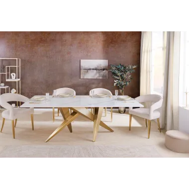 Invicta Stół do jadalni ART LIVING ceramiczny optyka białego marmuru 200cm / 46202