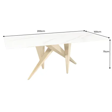 Invicta Stół do jadalni ART LIVING ceramiczny optyka białego marmuru 200cm / 46202