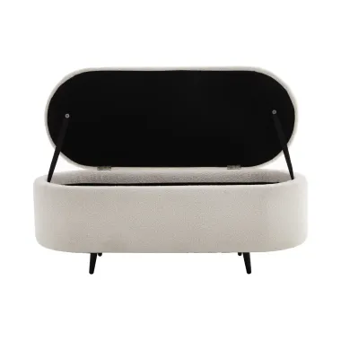 Invicta Ławka do siedzenia VOQUE kremowo-białe bouclé 110cm / 45255