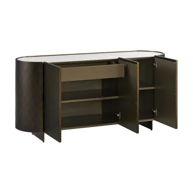 Invicta Komoda REFLECTION efekt 3D brąz z blatem w optyce marmuru 150cm / 46502