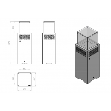 Hitze Gazowy ogrzewacz tarasowy biały FUENTE Q 437 x 1375 x 437mm / FUENTE Q.W
