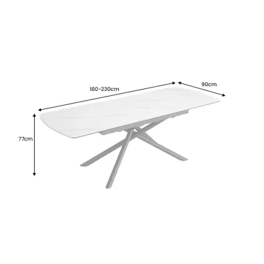 Invicta Stół ceramiczny MIKADO otyka białego marmuru 180 - 230cm / 46495