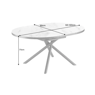 Invicta Stół ceramiczny MIKADO optyka białego marmuru 120 - 160cm / 46503