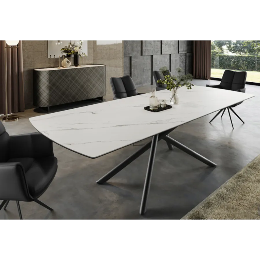 Invicta Stół ceramiczny MIKADO otyka białego marmuru 180 - 230cm / 46495