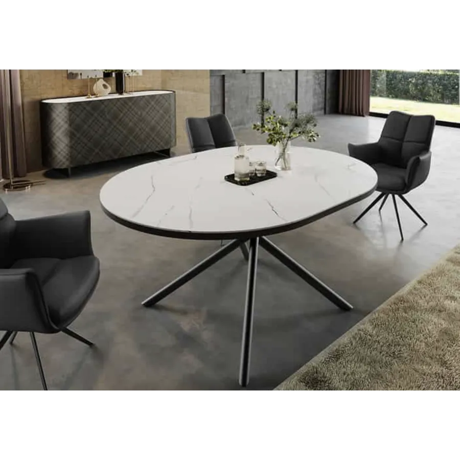 Invicta Stół ceramiczny MIKADO optyka białego marmuru 120 - 160cm / 46503