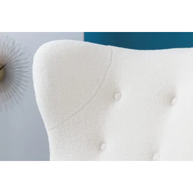 Invicta Fotel uszak DON białe bouclé 88cm / 45970