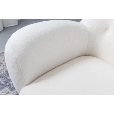 Invicta Fotel uszak DON białe bouclé 88cm / 45970