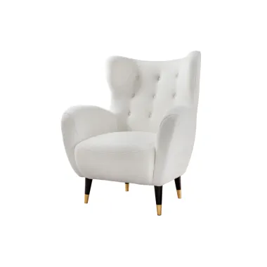 Invicta Fotel uszak DON białe bouclé 88cm / 45970